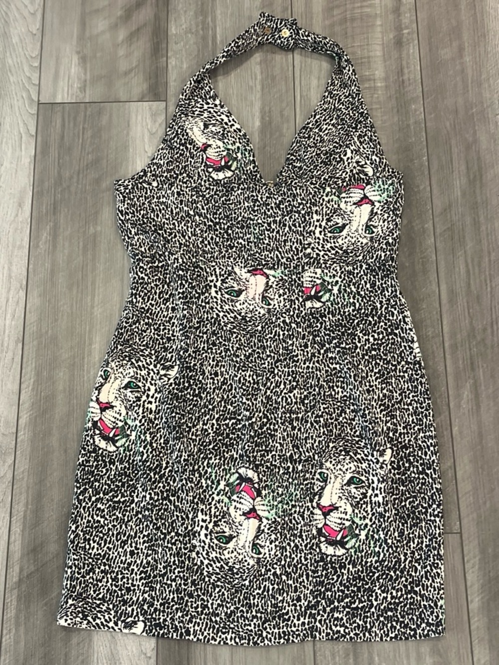 Betsey Johnson Tan Leopard Xena Halter Mini Dress - Picture 2 of 8